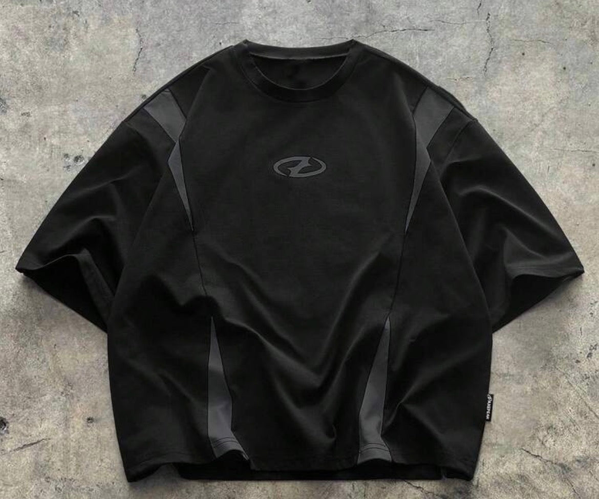 Black Tech Panelled Tee