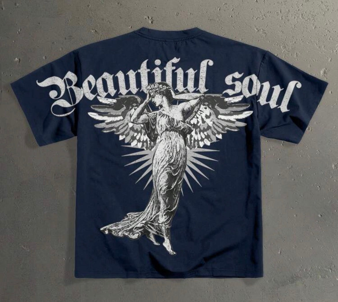 Beautiful Soul navy graphic tee back print