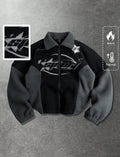 black & Grey Retro Streetwear Fleece