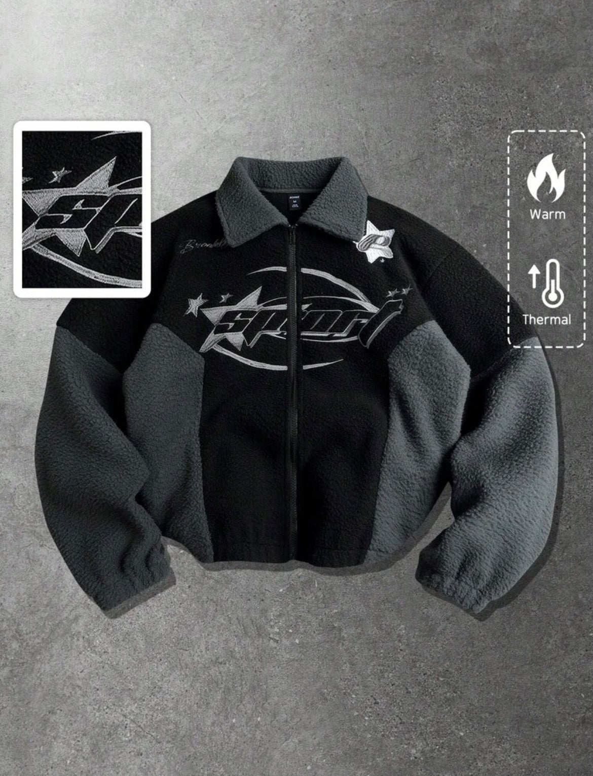 black & Grey Retro Streetwear Fleece