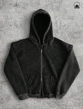 Washed Black Oversized Zip Hoodie