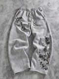 Cherry Blossom Embroidered Fleece Sweatpants